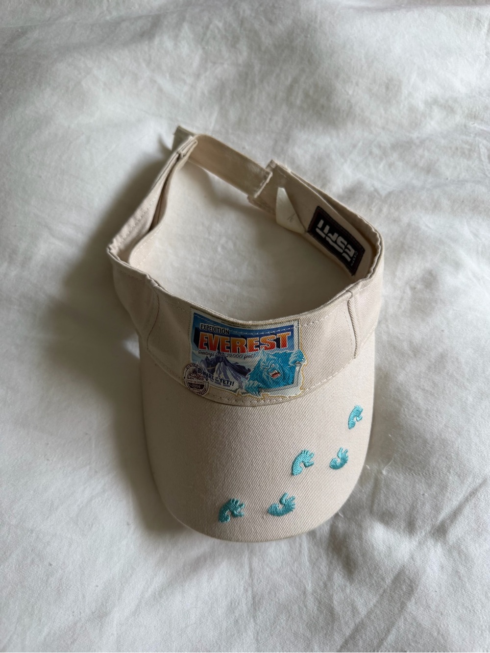 Disney Mt Everest Beige Sun Visor with Blue Embroidery